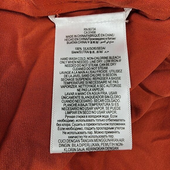 BCBGMaxAzria Jennan Large Silk Pomegranate Orange Sleeveless Button Up Blouse - Picture 4 of 12